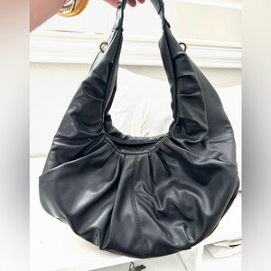 FAUX LEATHER BLACK HOBO PURSE
